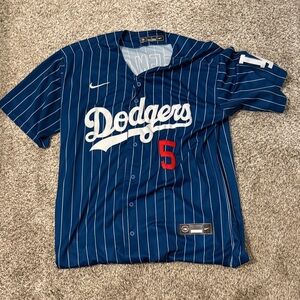 Blue Pinstripe Freddie Freeman Dodgers Jersey